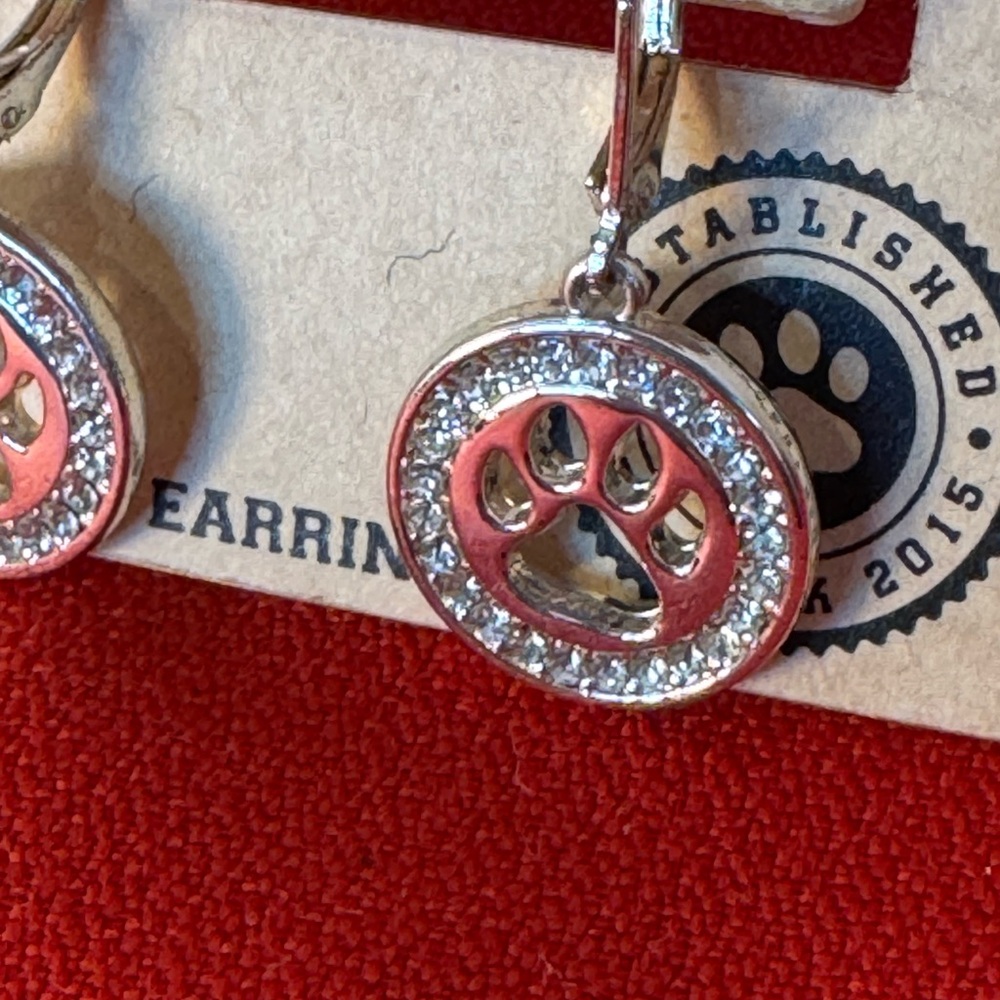 Pet Friends Jewelry Pet Dog Silver Drop Dangle Earrings NWT - Picture 2 of 4